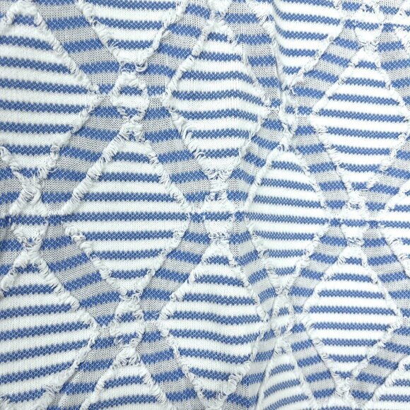 Derek Lam 10 Crosby‎ Blue White Stripe Diagonal Fringe Crewneck Sweater Sz S - Picture 5 of 15